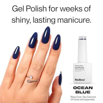 Nailboo PREMIER Forever Glaze Gel Nail Polish, (Deep Navy Blue) Ocean Blue LED Nail Lamp Gel Polish, Self-Leveling DIY Nails, Salon Quality Nail Color, Glossy Long-Wear, 0.3 oz.