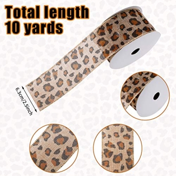 10 Yards Leopard Burlap Wired Ribbon for Crafts and Decor