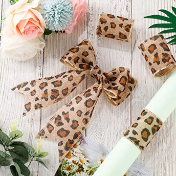 10 Yards Leopard Burlap Wired Ribbon for Crafts and Decor