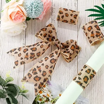 10 Yards Leopard Burlap Wired Ribbon for Crafts and Decor