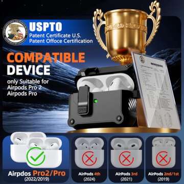 Pohgelan Compatible with AirPods Pro 2nd/1st Generation Case Cover,with Cleaner kit,Automatic Snap S...