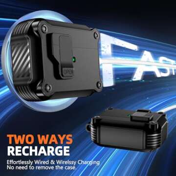 Pohgelan Compatible with AirPods Pro 2nd/1st Generation Case Cover,with Cleaner kit,Automatic Snap Switch Secure for iPod Pro Charging Case (USB-C/Lightning Cable) (2023/2022/2019)-Black