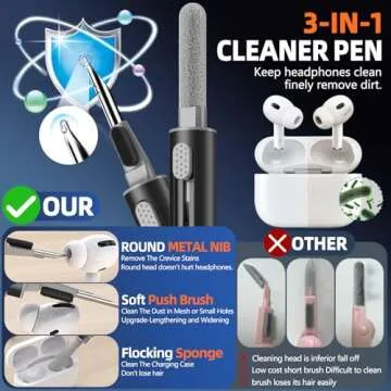 Pohgelan Compatible with AirPods Pro 2nd/1st Generation Case Cover,with Cleaner kit,Automatic Snap Switch Secure for iPod Pro Charging Case (USB-C/Lightning Cable) (2023/2022/2019)-Black