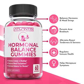Atlantis Nutrition Hormonal Balance for Women & PMS Relief Gummies - Alleviates Cramps, Bloating, Mo...