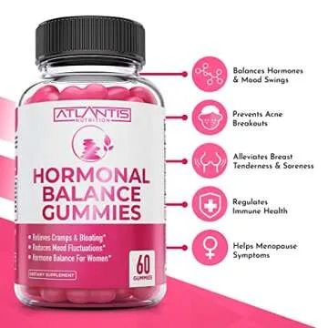 Atlantis Nutrition Hormonal Balance for Women & PMS Relief Gummies - Alleviates Cramps, Bloating, Mo...