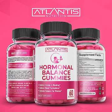Atlantis Nutrition Hormonal Balance for Women & PMS Relief Gummies - Alleviates Cramps, Bloating, Mood Swings, Hot Flashes & Night Sweats - Cranberry, Dong Quai & Chasteberry Menstrual Cramp Relief
