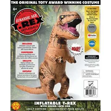 Rubies Inflatable Original T-Rex Dinosaur Costume For Adults, With Sound, For Themed Party and Halloween, Standard Size