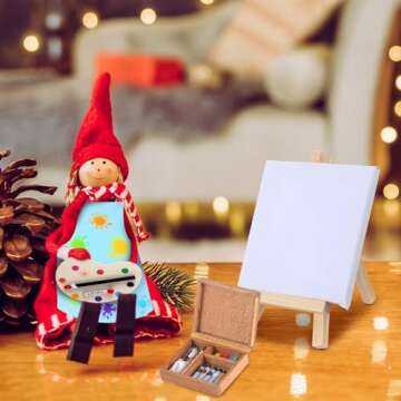 Meooeck 6 Pieces Christmas Elf Accessories Set Including 2 Holiday Elf Doll Clothes Outfit, and 4 Elf Doll Novelty Elf Accessories for Kid(Painting)