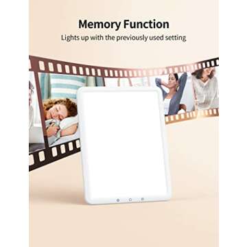 Light Therapy Lamp, UV Free LED 10000 Lux Therapy Lamp, Bright Light with Customizable Brightness and Memory Function for Home, Office Room