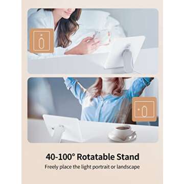 Light Therapy Lamp, UV Free LED 10000 Lux Therapy Lamp, Bright Light with Customizable Brightness and Memory Function for Home, Office Room