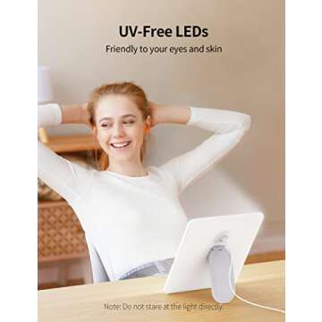 Light Therapy Lamp, UV Free LED 10000 Lux Therapy Lamp, Bright Light with Customizable Brightness and Memory Function for Home, Office Room
