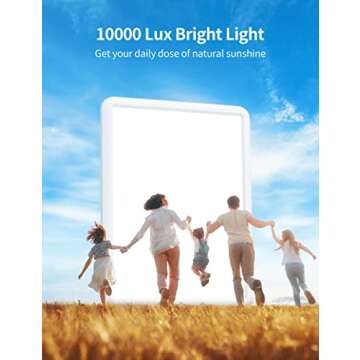 Light Therapy Lamp, UV Free LED 10000 Lux Therapy Lamp, Bright Light with Customizable Brightness and Memory Function for Home, Office Room