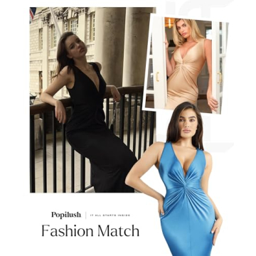 Popilush Ruched Bodycon Maxi Dress - Shapewear Included