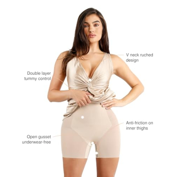 Popilush Ruched Bodycon Maxi Dress - Shapewear Included