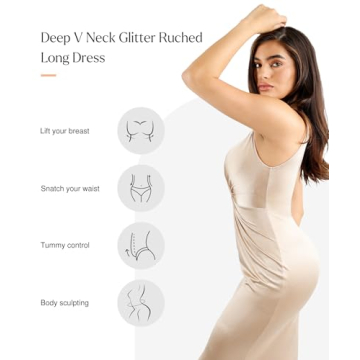 Popilush Ruched Bodycon Maxi Dress - Shapewear Included