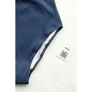 CUPSHE Women's Remind Me Solid One-Piece Swimsuit Bathing Suit,Blue,Medium (USA 8/10)