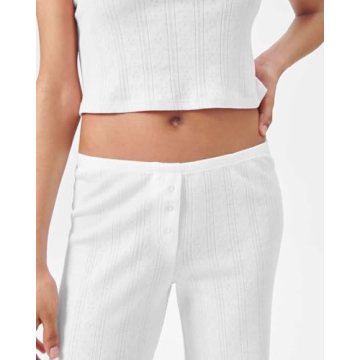Florence by mills Women's Cozy Crush Pointelle Pants White