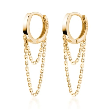 Sterling Silver Tassel Drop Hoop Earrings for Women Teens