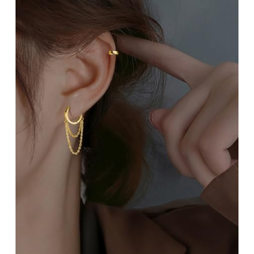 Sterling Silver Tassel Drop Hoop Earrings for Women Teens