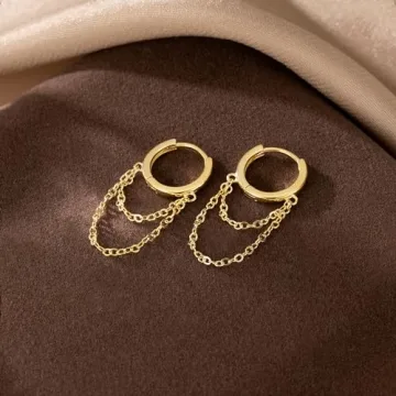 Sterling Silver Tassel Drop Hoop Earrings for Women Teens