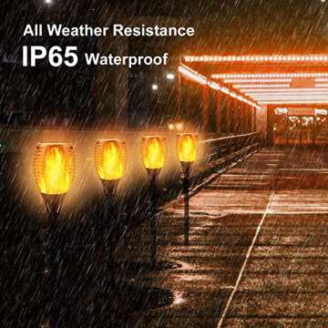 Permande Solar Torch Lights with Flickering Flame, Fire Effect Garden Light, Auto On/Off Dust to Dawn, Outdoor Waterproof Landscape Decoration, Powered Security Light for Patio, 8 Pack