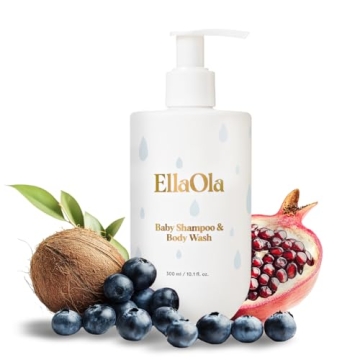 ELLAOLA Tear Free Baby Shampoo & Body Wash - Organic, Hypoallergenic Baby + Kid Soap Hydrates & Nour...