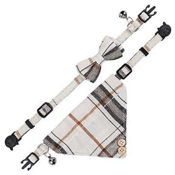 Faleela Breakaway Cat Collar with Bells - 2 Pack Cat Collar with Bells, Cat Collars with Bandana, Ac...