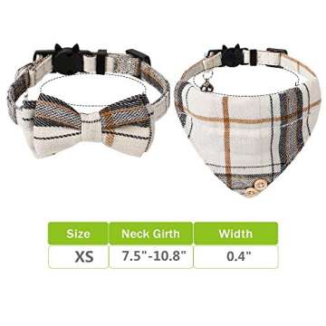 Faleela Breakaway Cat Collar with Bells - 2 Pack Cat Collar with Bells, Cat Collars with Bandana, Accessories for Pet Collars, Adjustable for Cats and Small Dogs