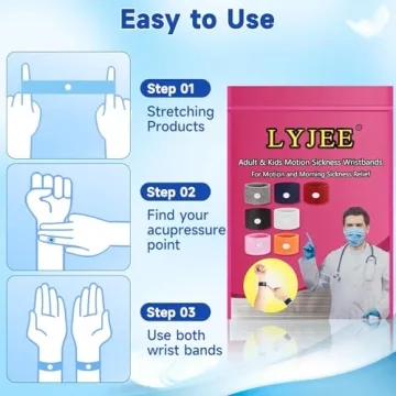 LYJEE Motion Sickness Bands for Nausea Relief - 5 Pairs