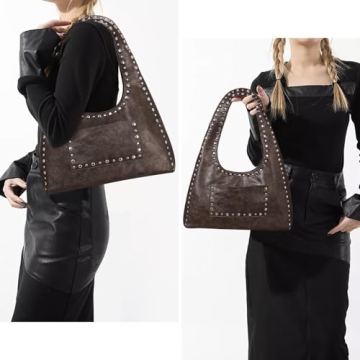 YFGBCX Vegan Leather Hobo Bag Stylish Studded Tote