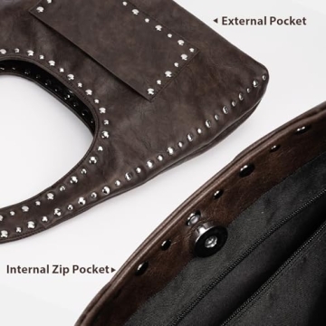 YFGBCX Vegan Leather Hobo Bag Stylish Studded Tote