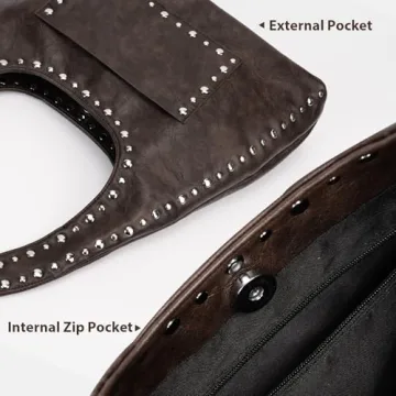 YFGBCX Vegan Leather Hobo Bag Stylish Studded Tote