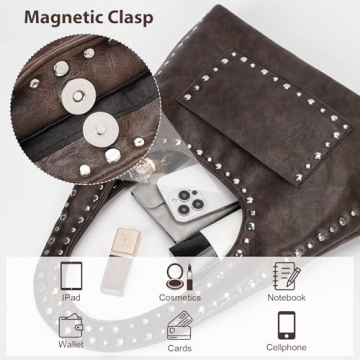 YFGBCX Vegan Leather Hobo Bag Stylish Studded Tote