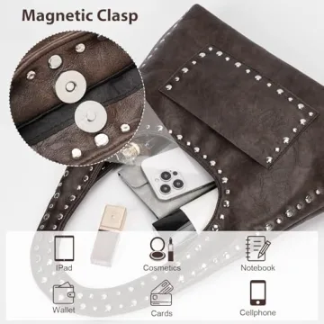 YFGBCX Vegan Leather Hobo Bag Stylish Studded Tote