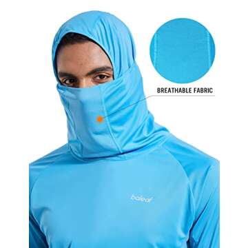 Baleaf Men's UPF 50+ Sun Protection Hoodie Shirt with Built-In Mask