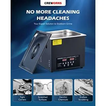 CREWORKS 10L Digital Ultrasonic Cleaning Machine with Degas and Gentle Mode, 240W Ultrasonic Cleaner...