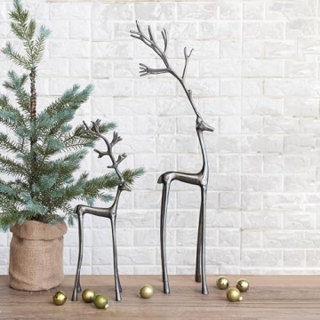 Elegant Aluminum Reindeer in Gunmetal Finish for Home Decor
