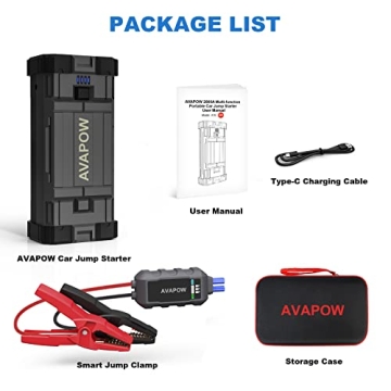 AVAPOW Jump Starter 2000A Portable Battery with Quick Charge
