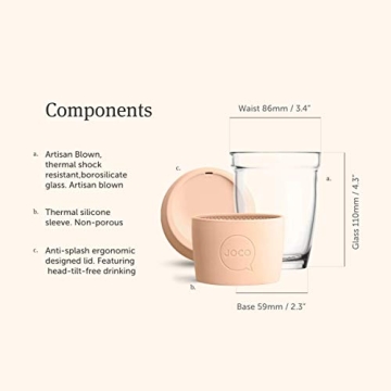 JOCO Eco-friendly 12oz Glass Reusable Cup - Black