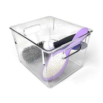 Isaac Jacobs 3-Pack Medium Clear Storage Bins with Handles, Plastic Organizer for Home or Fridge/Fre...