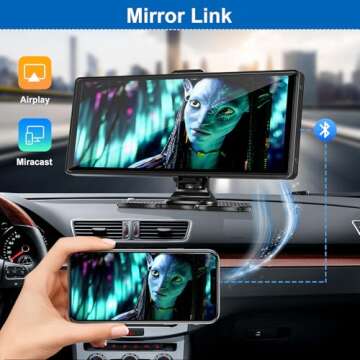 Carplay Screen for Car,10.26" HD IPS Wireless Portable Car Stereo for Apple Carplay&Android Auto,Car Audio Receivers with 4K Dash Cam/1080P Rear Camera,GPS Navigation,Mirror Link,FM,Voice Control