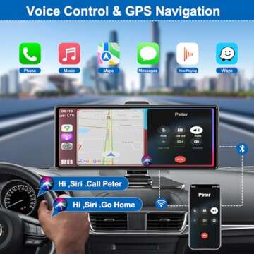 Carplay Screen for Car,10.26" HD IPS Wireless Portable Car Stereo for Apple Carplay&Android Auto,Car Audio Receivers with 4K Dash Cam/1080P Rear Camera,GPS Navigation,Mirror Link,FM,Voice Control
