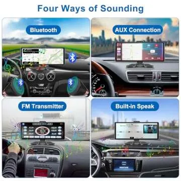 Carplay Screen for Car,10.26" HD IPS Wireless Portable Car Stereo for Apple Carplay&Android Auto,Car Audio Receivers with 4K Dash Cam/1080P Rear Camera,GPS Navigation,Mirror Link,FM,Voice Control