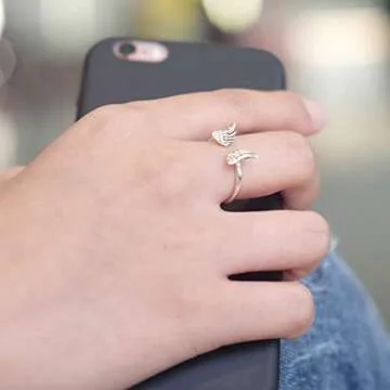 WithLoveSilver 925 Sterling Silver Angel Wings Ring