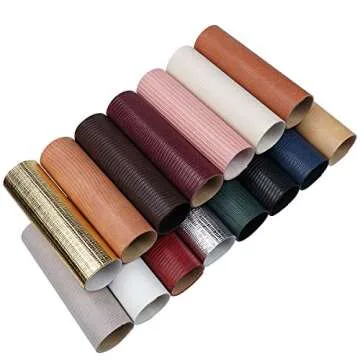 Texture Faux Leather Sheets, 15PCS Synthetic Leather Fabric Sheets, 6" x 8" Cotton Backed for Leather Earring, Bows, Crafts DIY, Festival Decorations