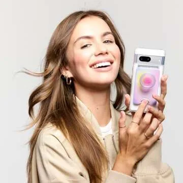 PopSockets Phone Wallet with Expanding Grip and Adapter Ring for MagSafe®, Phone Card Holder, Wireless Charging Compatible, Wallet Compatible with MagSafe - Aura