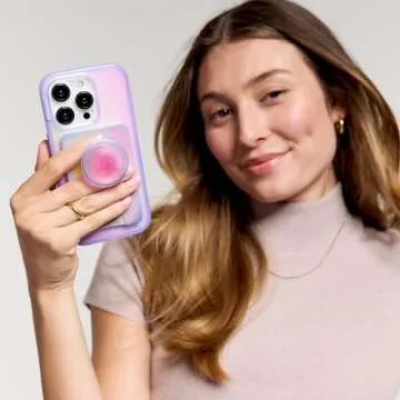 PopSockets Phone Wallet with Expanding Grip and Adapter Ring for MagSafe®, Phone Card Holder, Wireless Charging Compatible, Wallet Compatible with MagSafe - Aura