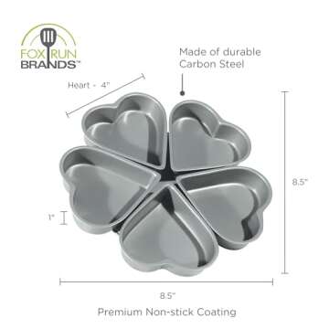 Fox Run Linked Heart Cake Pan, 4-Inch, Preferred Non-Stick