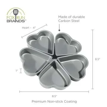 Fox Run Linked Heart Cake Pan, 4-Inch, Preferred Non-Stick