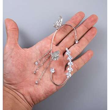 LOREMOW 2 Pair Ear Clips Ear Clip Earrings for Women Clip on Earrings Non Pierced Butterfly Earring Cuff Wrap Earrings Set AS